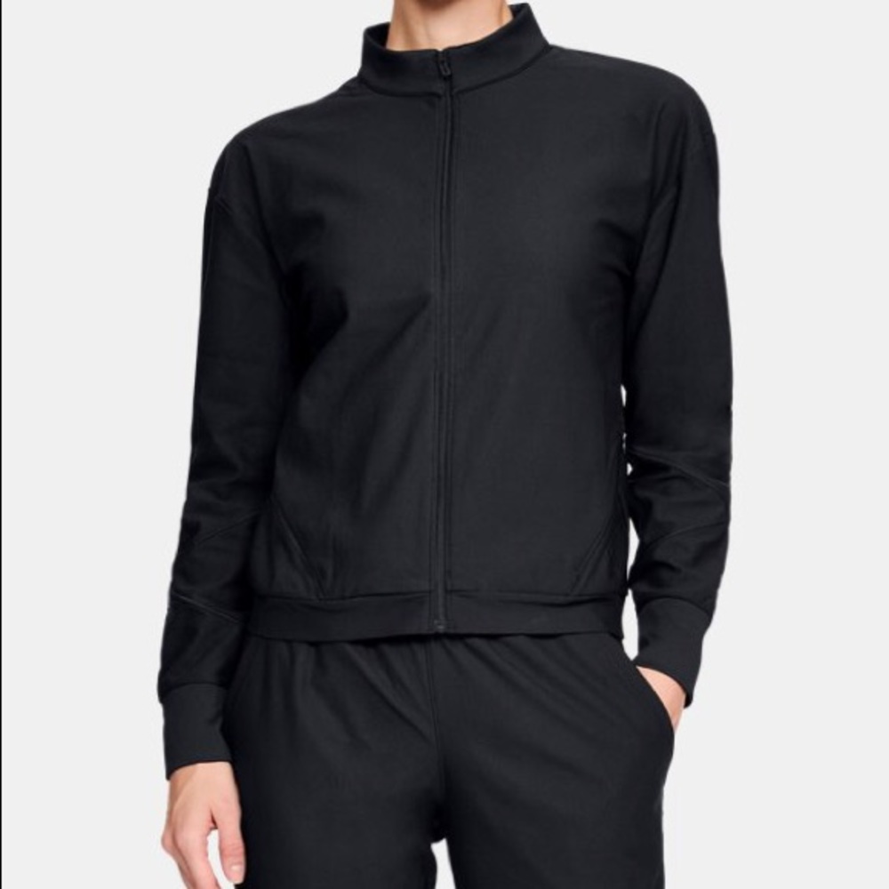 NWT under armour black balance track jacket size m